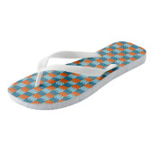 Blauwgroen en oranje geometrisch teenslippers (Schuin)