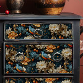 Blauwgroen en Oranje  Georgische Boho Vogels Tissuepapier