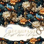 Blauwgroen en Oranje  Georgische Boho Vogels Tissuepapier