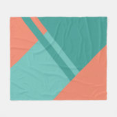 Blauwgroen en oranje kleurenblokdeken fleece deken (Voorkant (Horizontaal))