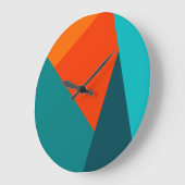 Blauwgroen en Oranje kleurenwandklok Grote Klok (Hoek)