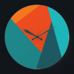 Blauwgroen en Oranje kleurenwandklok Grote Klok<br><div class="desc">Kleurrijke blauwgroen en oranje kleurenblokklok</div>