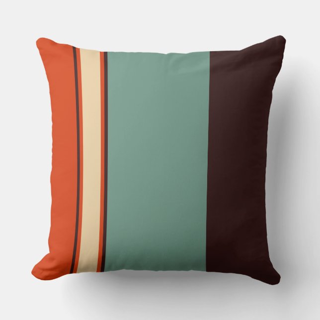 Blauwgroen en Oranje Kussen (Voorkant)