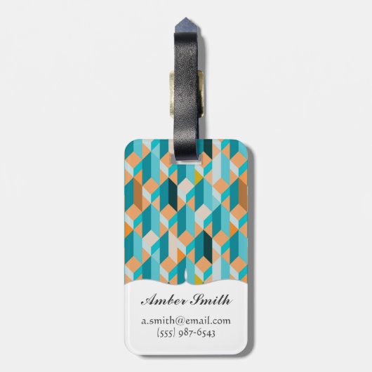 Blauwgroen en Oranje modellen Bagagelabel (Achterkant verticaal)