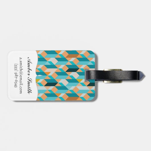 Blauwgroen en Oranje modellen Bagagelabel (Achterkant horizontaal)