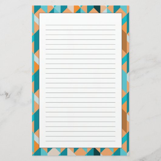 Blauwgroen en Oranje modellen Briefpapier (Voorkant)