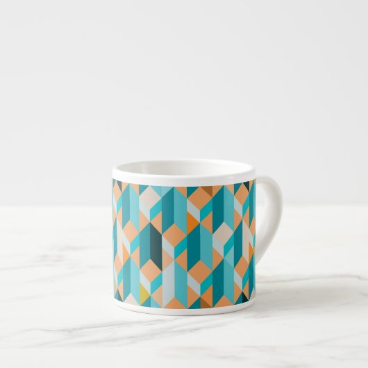 Blauwgroen en Oranje modellen Espresso Kop (Voorkant rechts)