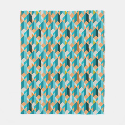Blauwgroen en Oranje modellen Fleece Deken (Voorkant)