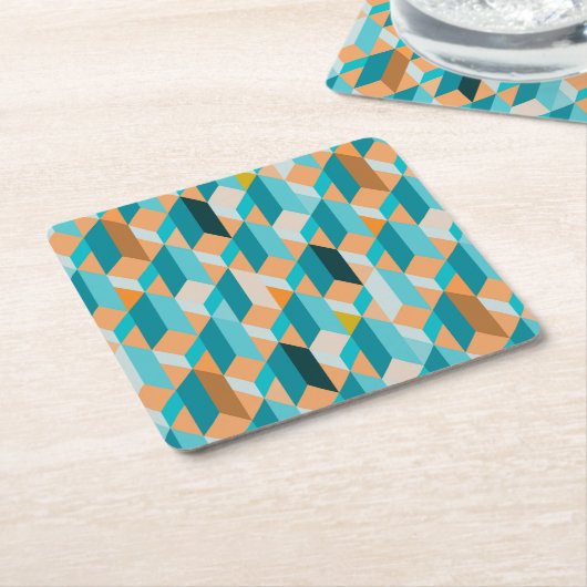 Blauwgroen en Oranje modellen Kartonnen Onderzetters (Schuin)
