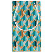 Blauwgroen en Oranje modellen Klein Cadeauzakje (Achterkant)