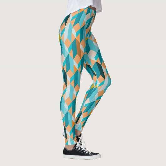 Blauwgroen en Oranje modellen Leggings (Rechts)