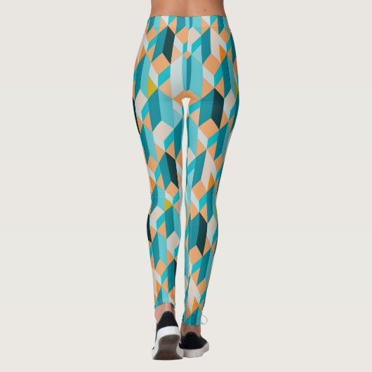 Blauwgroen en Oranje modellen Leggings (Achterkant)
