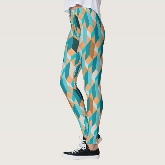 Blauwgroen en Oranje modellen Leggings (Links)