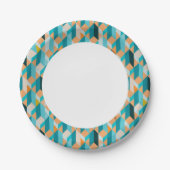 Blauwgroen en Oranje modellen Papieren Bordje (Voorkant)