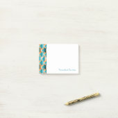 Blauwgroen en Oranje modellen Post-it® Notes (Op bureau)