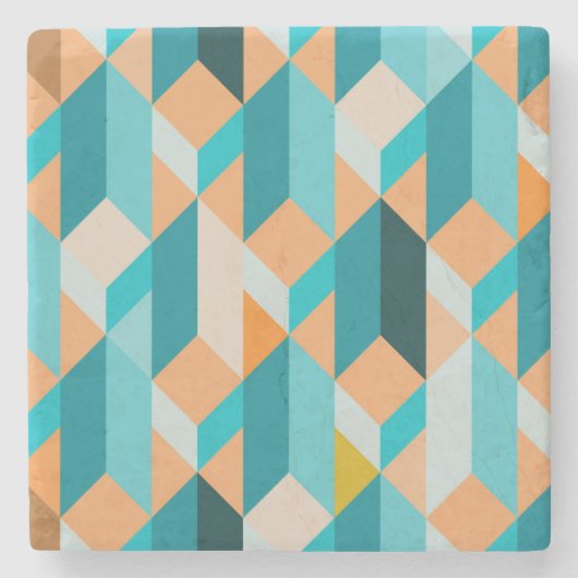 Blauwgroen en Oranje modellen Stenen Onderzetter (Voorkant)