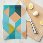 Blauwgroen en Oranje modellen Theedoek (Quarter Fold)