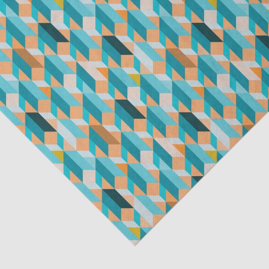 Blauwgroen en Oranje modellen Tissuepapier (Detail)