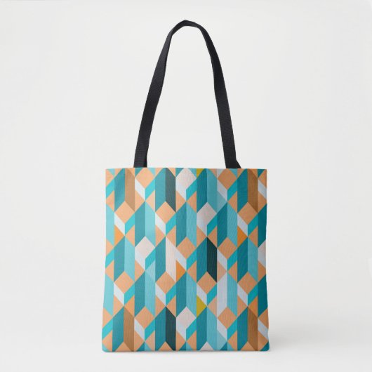 Blauwgroen en Oranje modellen Tote Bag (Voorkant)
