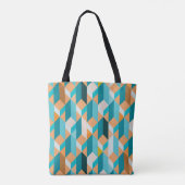 Blauwgroen en Oranje modellen Tote Bag (Achterkant)