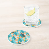 Blauwgroen en Oranje modellen Zandsteen Onderzetter (Zijkant)