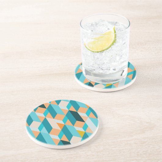 Blauwgroen en Oranje modellen Zandsteen Onderzetter (Zijkant)