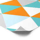 Blauwgroen en Oranje modern driehoekspatroon Poster (Hoek)