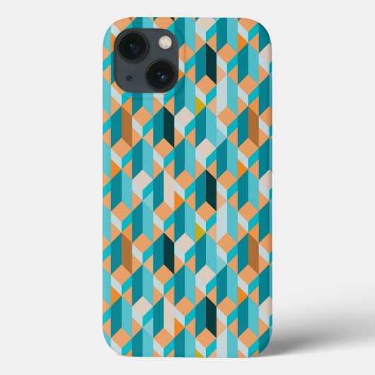 Blauwgroen en Oranje patroon Case-Mate iPhone Case (Achterkant)
