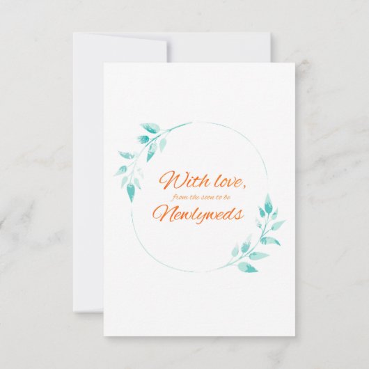 Blauwgroen en Oranje uitnodiging tot huwelijk (Achterkant)