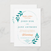 Blauwgroen en Oranje uitnodiging tot huwelijk (Voorkant / Achterkant)