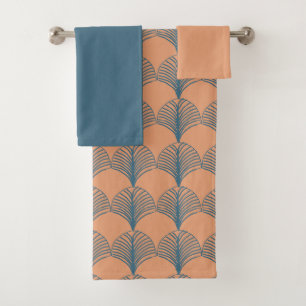 Blauwgroen en Oranje ventilatoren Bad Handdoek