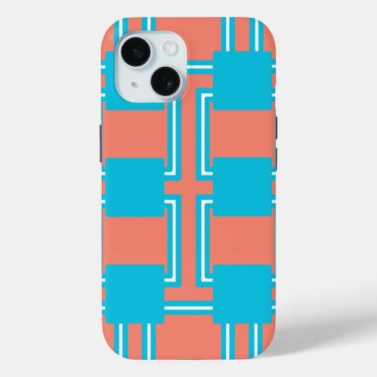 Blauwgroen en Oranje vierkant Case-Mate iPhone Case (Achterkant)