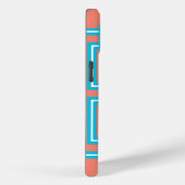 Blauwgroen en Oranje vierkant Case-Mate iPhone Case (Achterkant / Rechts)
