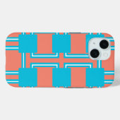 Blauwgroen en Oranje vierkant Case-Mate iPhone Case (Achterkant (horizontaal))