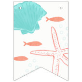 Blauwgroen en Oranje Waterverf Ocean Birthday Bunt Vlaggetjes (Eerste vlag)