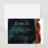 Blauwgroen en Oranje Wedding Details Enclosure Kaa Informatiekaartje (Voorkant / Achterkant)