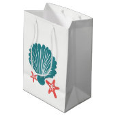 Blauwgroen en Oranje Zee Shell en Star Fish Medium Cadeauzakje (Achterkant Gekanteld)