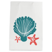 Blauwgroen en Oranje Zee Shell en Star Fish Medium Cadeauzakje (Achterkant)