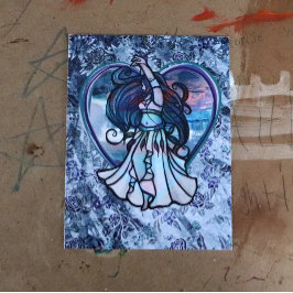 Blauwgroen en Paars Belly Dancer Love Heart Briefkaart