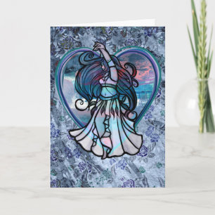Blauwgroen en Paars Belly Dancer Love Heart Kaart