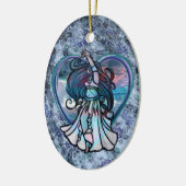 Blauwgroen en Paars Belly Dancer Love Heart Keramisch Ornament (Links)