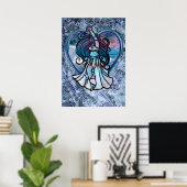 Blauwgroen en Paars Belly Dancer Love Heart Poster (Thuiskantoor)
