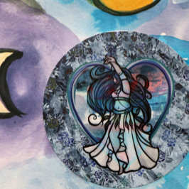 Blauwgroen en Paars Belly Dancer Love Heart Ronde Sticker