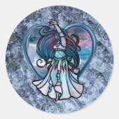 Blauwgroen en Paars Belly Dancer Love Heart Ronde Sticker (Voorkant)