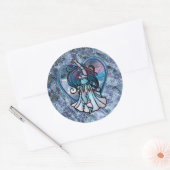 Blauwgroen en Paars Belly Dancer Love Heart Ronde Sticker (Envelop)