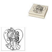 Blauwgroen en Paars Belly Dancer Love Heart Rubberstempel (Gestempeld)