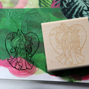 Blauwgroen en Paars Belly Dancer Love Heart Rubberstempel