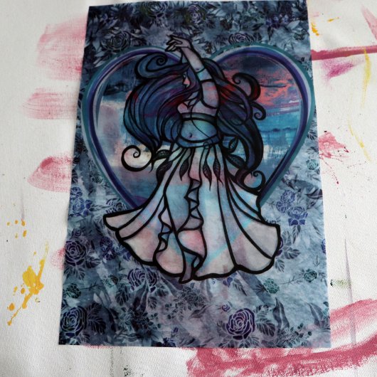 Blauwgroen en Paars Belly Dancer Love Heart Tissuepapier