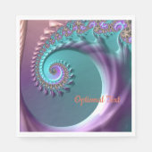 Blauwgroen en Paars Spiral Fractal Paper Napkins Servet (Voorkant)