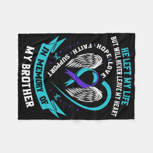 Blauwgroen en Paars ter nagedachtenis van mijn bro Fleece Deken (Voorkant (Horizontaal))